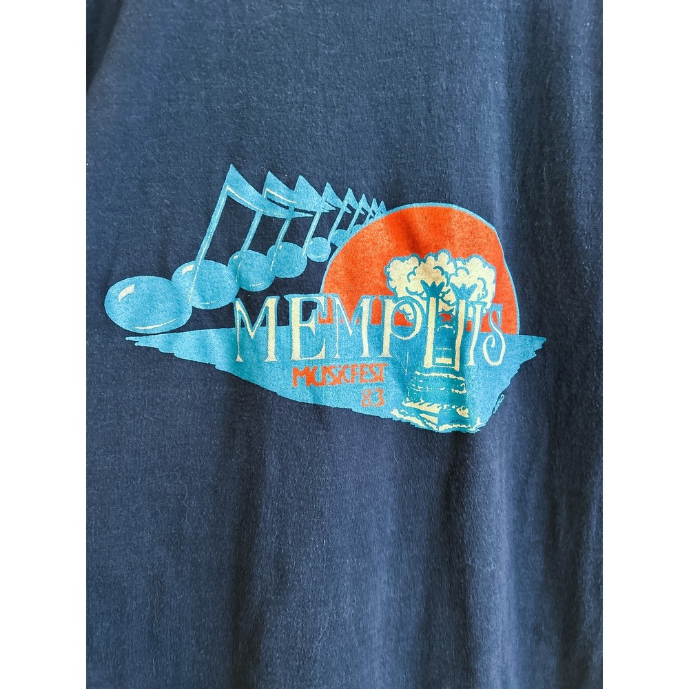 Vintage 1983 Memphis Musicfest T Shirt Screen Stars Blue Single Stitch